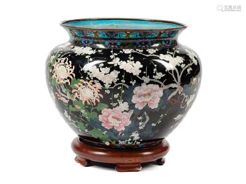 A Japanese Cloisonné Planter  19th Century Height 14