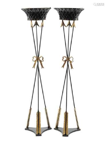 A Pair of French Neoclassical Style Parcel Gilt Iron