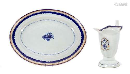 A Chinese Export Porcelain Platter and Creamer 18th