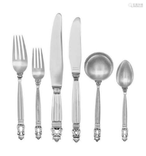 A Danish Silver Flatware Service Georg Jensen