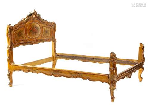 A Venetian Painted Bed Frame Height 55 x width 63 x