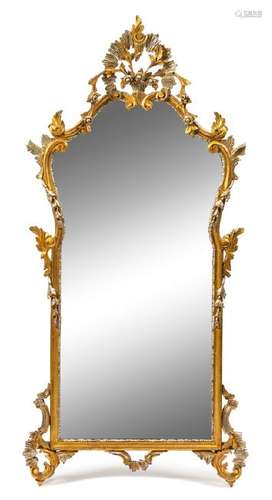 A Continental Giltwood Mirror  20th Century Height 61 x