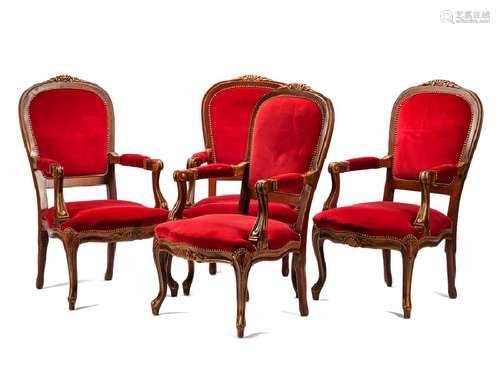 A Set of Eight Louis XV Style Armchairs