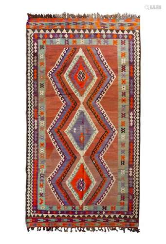 A Kilim Wool Rug 9 feet 3 inches x 5 feet 6 inches.Â