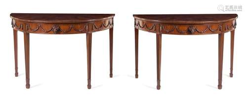 *A Pair of Adam Style Mahogany Console Tables Late 19th