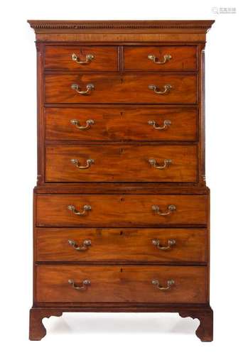 A George III Mahogany Chest on Chest Circa 1775 in two