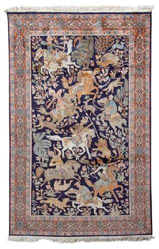 A Tabriz Pictorial Wool RugÂ  20th Century 7 feet x 5