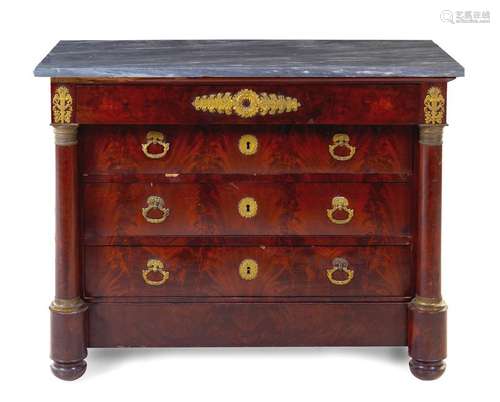 *An Empire Gilt Bronze Mounted Mahogany Commode