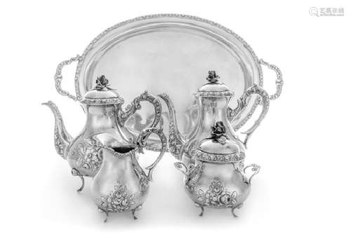 A German Silver Tea Service Maker's Mark PC, 20th