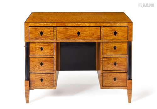 A Biedermeier Birch Kneehole Desk Probably Danish,