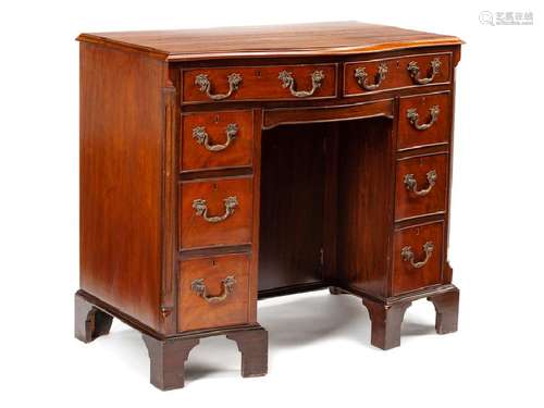 A Georgian Mahogany Kneehole Desk  Height 31 x width 35