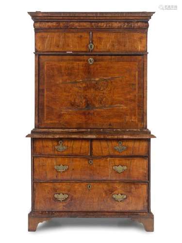 A Queen Anne Walnut Fall-Front Secretary Early 18th