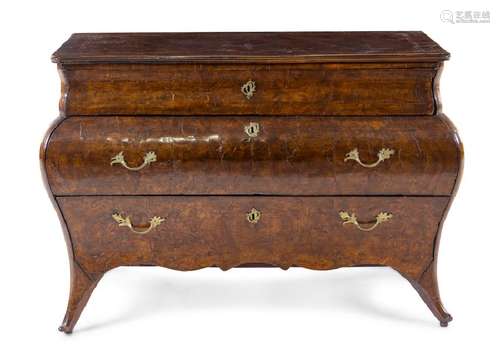 *A Continental Burlwood Commode 18th Century the case