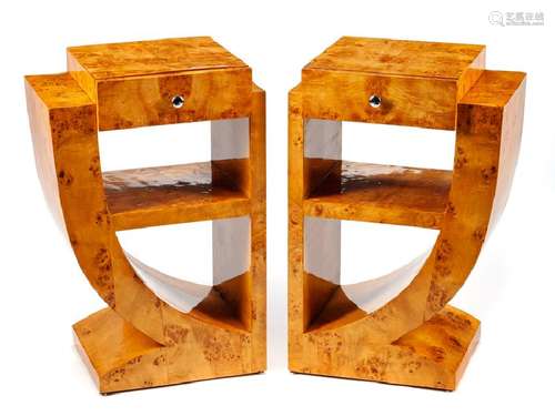 A Pair of Art Deco Style Nightstands  Height 30 1/2 x