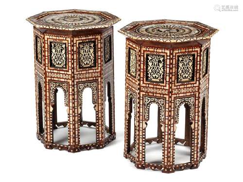 A Pair of Moorish Style Mother-of-Pearl Inlaid Tables