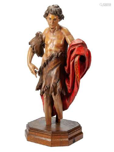 A Continental Carved and Polychromed Figure 19th