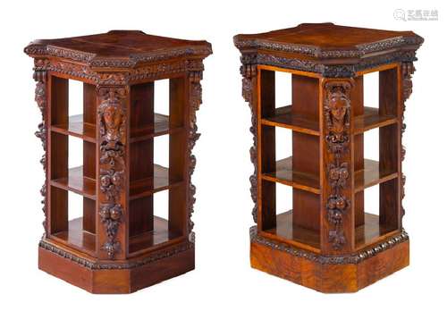 *A Pair of Continental Carved Book Mills  Late