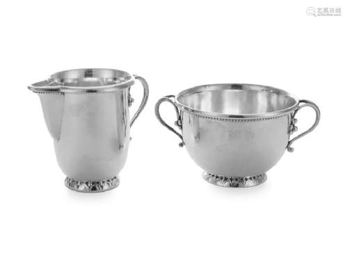 A Danish Silver Creamer and Sugar Georg Jensen