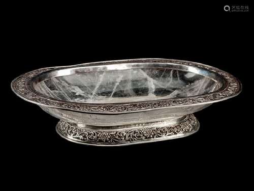 A Silver Mounted Rock Crystal Bowl  Height 3 1/2 x