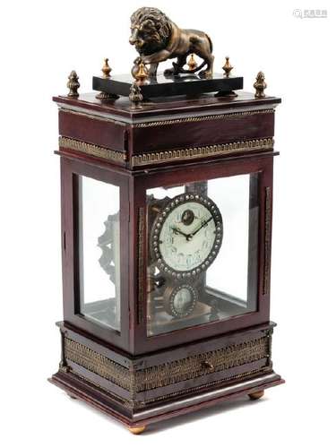 An English Mahogany Mantel Clock Height 22 x width 10