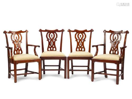 A Set of Ten George III Style Dining Chairs comprising