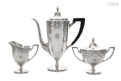 An American Silver Three-Piece Coffee Set Tiffany &