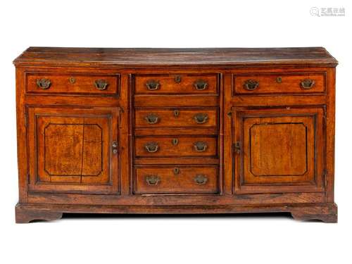 A Georgian Parcel Ebonized Sideboard Height 37 x width