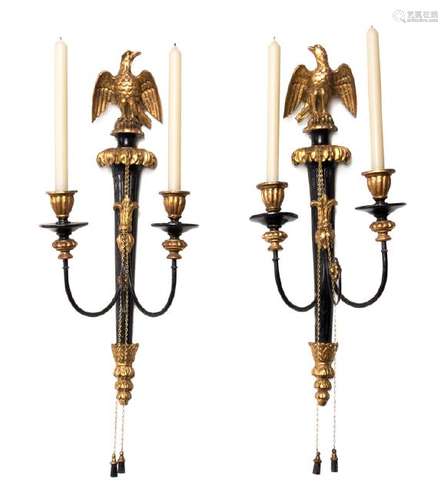 *A Pair of Federal Style Painted and Parcel Gilt