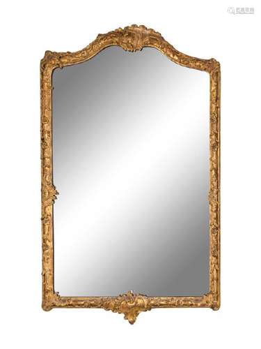 A Rococo Style Gilt Gesso Mirror  Circa 1900 with Later