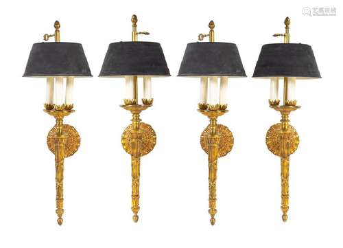 A Set of Four Gilt Bronze Sconces  20th Century Height