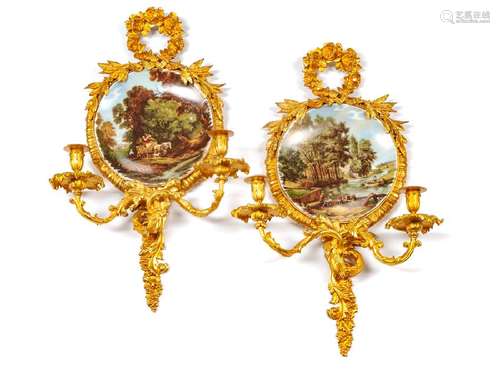 A Pair of Louis XV Style Gilt Bronze and Porcelain