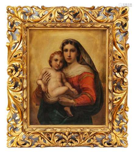 Italian (19th Century) Madonna and Child oil on canvas