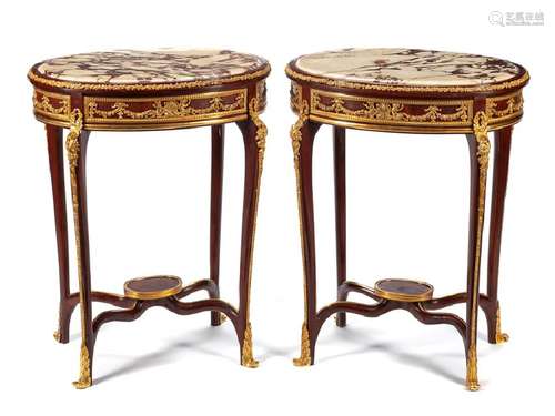 A Pair of Louis XV Style Gilt Bronze Mounted Side