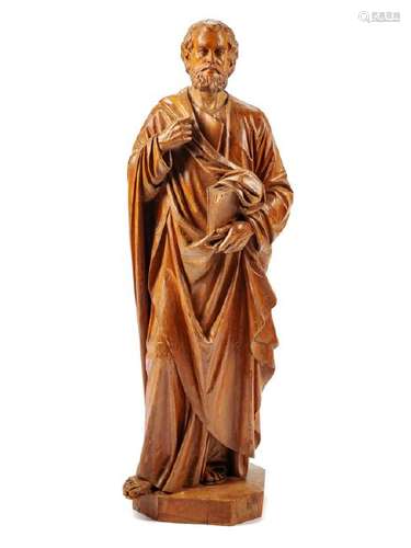 An Italian Carved Wood Figure of a Saint 19th Century