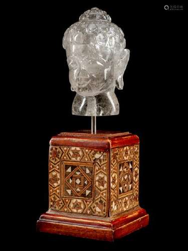 A Chinese Carved Rock Crystal Buddha  Height 10 x width