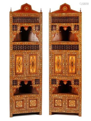 A Pair of Moorish Style Mother-of-Pearl Inlaid Corner