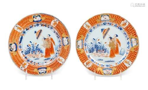 A Pair of Chinese Export 'La Dame Au Parasol' Porcelain