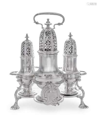 A George II Silver Cruet Set Samuel Wood, London, 1741