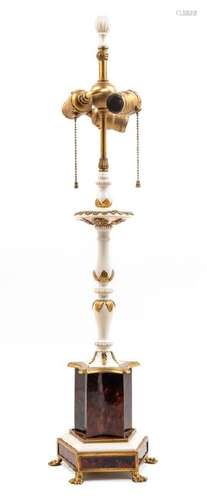 An American Gilt Bronze and Marble Table Lamp E.F.