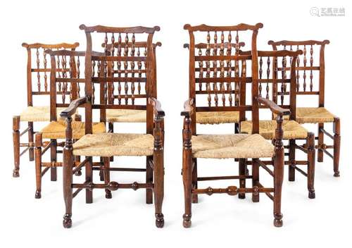 *An Assembled Set of Eight English Spindle-Back Dining