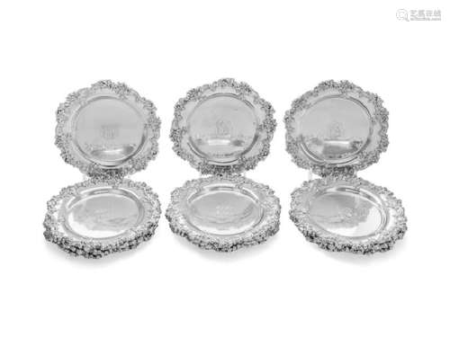 A Set of Twelve American Silver Bread Plates Black,