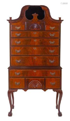 A Chippendale Mahogany Highboy Probably Massachusetts,