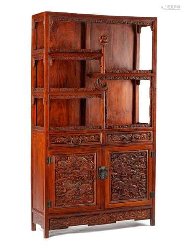 A Chinese Carved Hardwood Whatnot  Height 82 x width 47