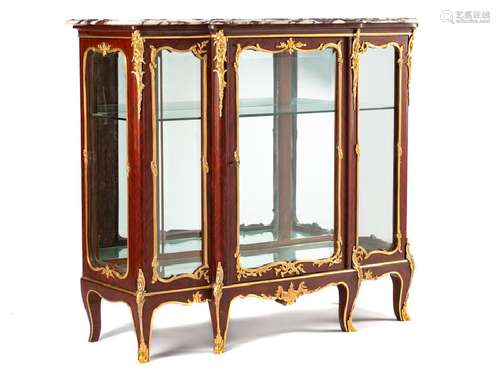 A Louis XV Style Gilt Bronze Mounted Vitrine Cabinet