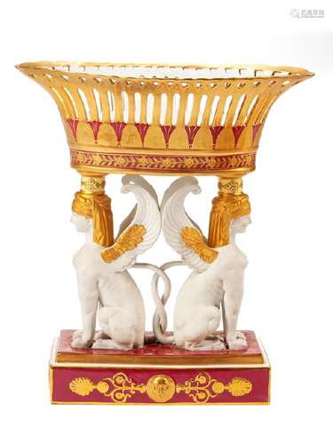 A Sèvres Style Porcelain and Bisque Centerpiece Height