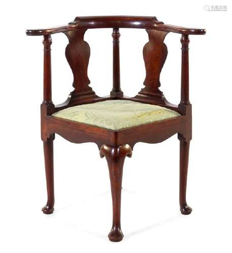 *A George III Mahogany Corner Chair 18th Century with