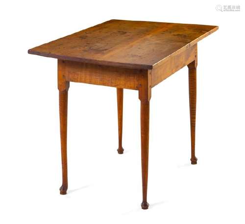 *A Queen Anne Tiger Maple Side Table  18th/19th Century