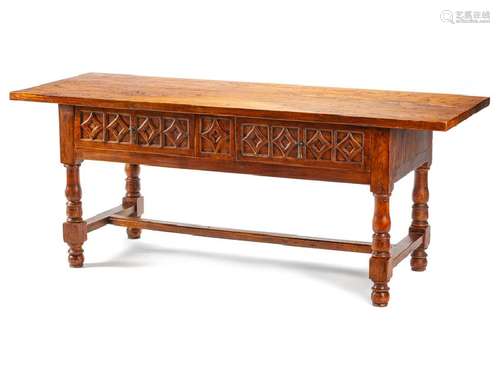 An Italian Renaissance Revival Trestle Table  Height 33