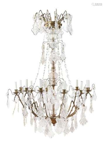 *A Gilt Bronze and Cut Glass Twelve-Light Chandelier