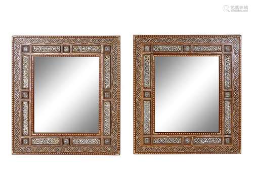 A Pair of Moroccan Mother-of-Pearl Inlaid Mirrors